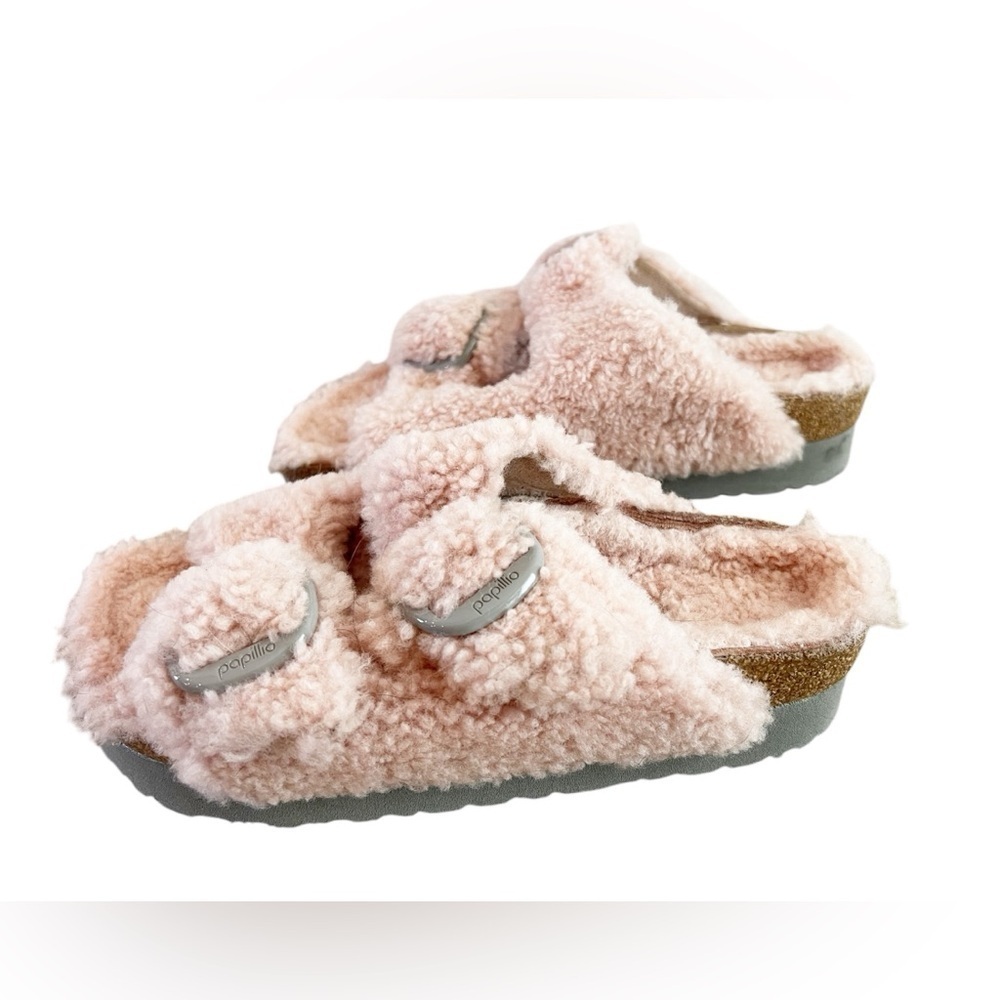 Birkenstock Arizona Sandals Big Buckle Shearling Sandal in Baby Pink Womens 7 - Picture 5 of 9